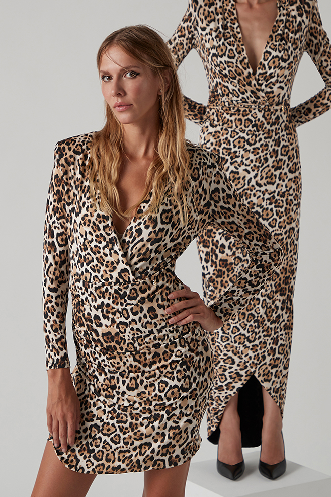 Micima Maxi Kleid Langes Abendkleid im Leo Muster