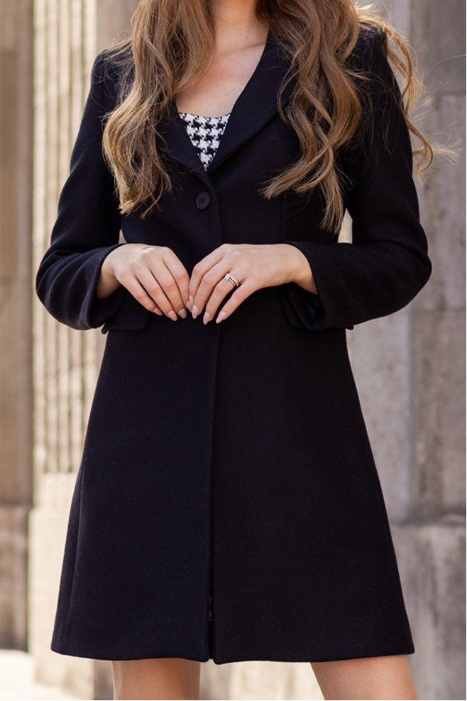 Elegant black wool coat for the office