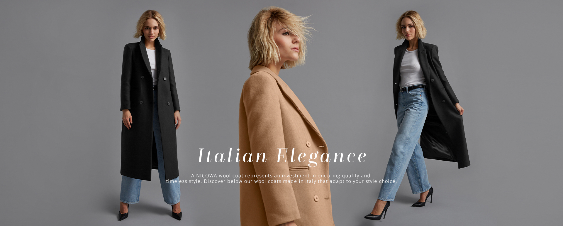 Woolen coats for women made in Italy