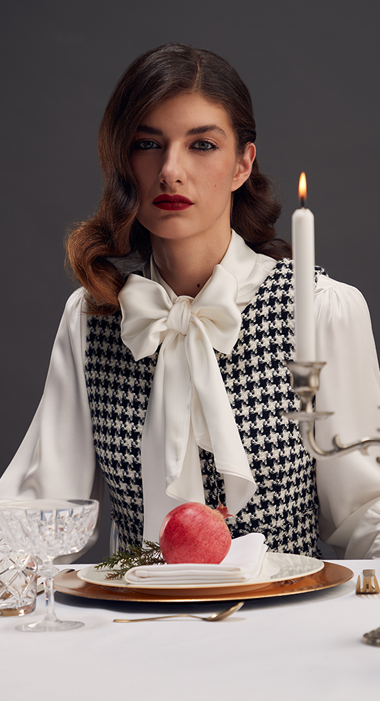 Etui Dress with Houndstooth pattern made in Italy