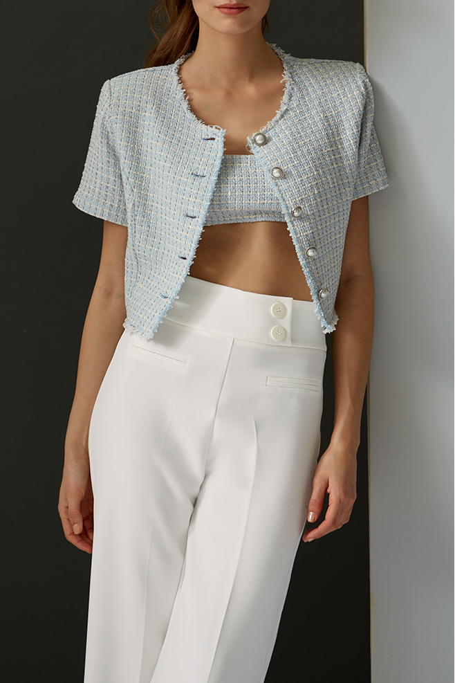 High waisted trousers with press pleats