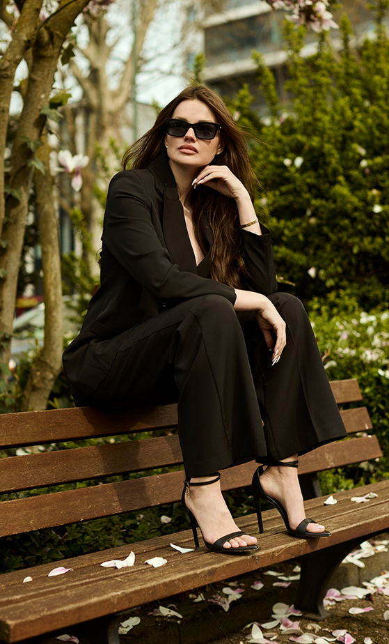 Woman in a modern trouser suit