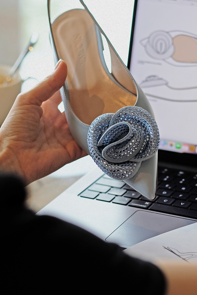 Slingback ballerina with crystal application