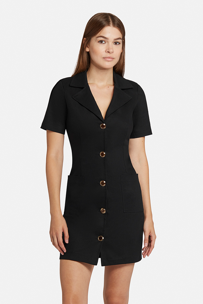 Blazerdress Tailored mini blazer dress in black