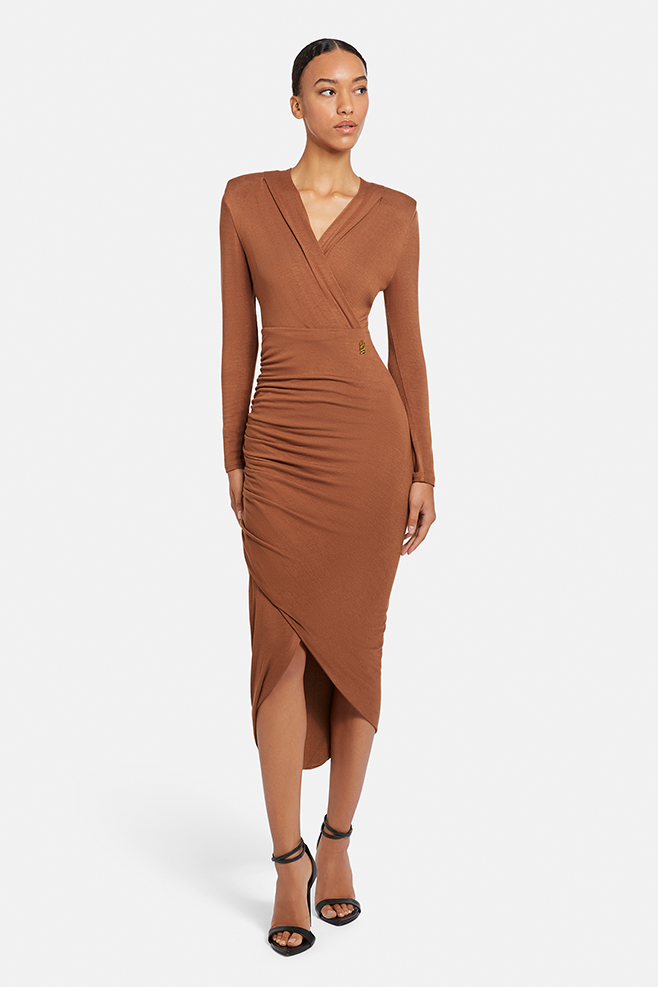 Midi Jersey dress in brown