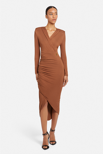 Anschmiegsames Midikleid mit V-Ausschnitt