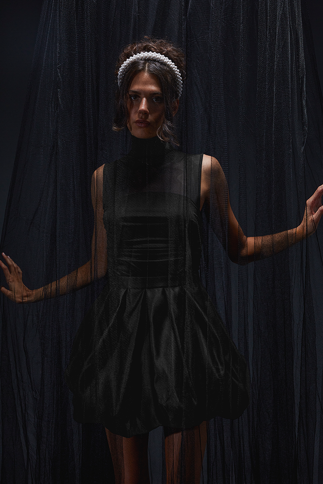 Ballonrock Kleid Ärmelloses Cocktailkleid in Schwarz