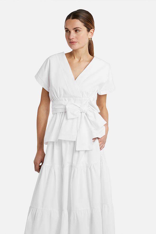 Summer wrap blouse in white