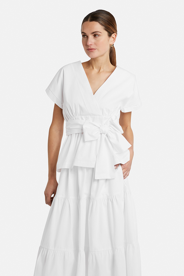 Summer wrap blouse in white