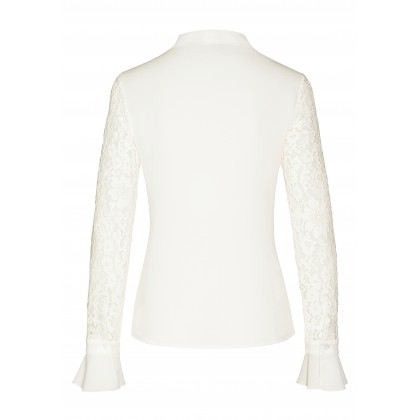 Bezaubernde Spitzenbluse MIA mit Schluppe und Volantsdetails /