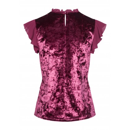 Elegantes Samttop ALINA mit zarten Volantsdetails /