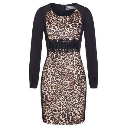 Edles Kleid MAJA mit extravagantem Leopardenmuster /