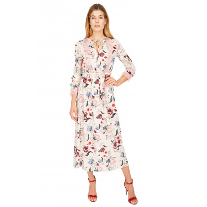 NICOWA – langes Kleid OTRENTO mit schönem floralem Muster /