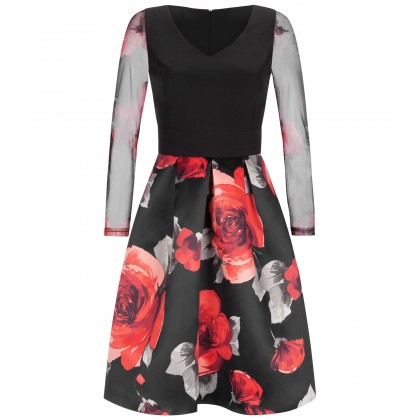 NICOWA - Extravagentes Kleid WOLOANA mit Rosen-Design /