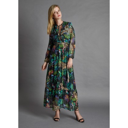 Maxi-Dress with tropical all-over-print - ANIWA /