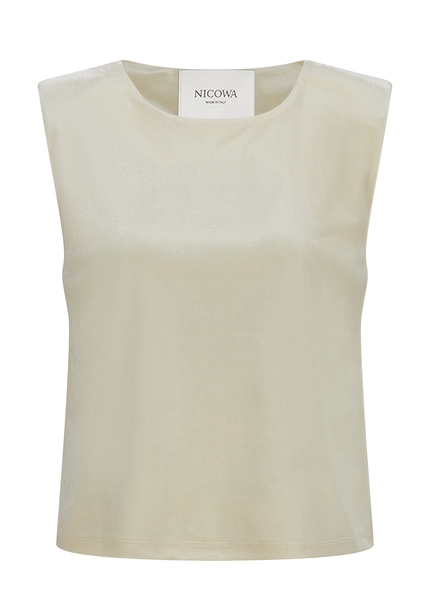 Nicowa Lamé velvet top with shoulder pads VELLIO in OFFWHITE LAMÉarticle number NC8A22507021E-072