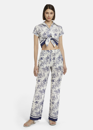 Summer pants with toile de Jouy print - JALIKO