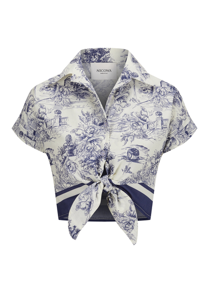 Shirt with toile de Jouy print - PLICALO, BLUE Frontansicht