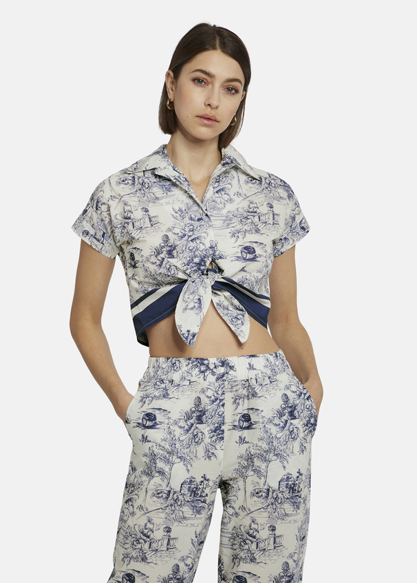 Shirt with toile de Jouy print - PLICALO, BLUE Detailansicht 2