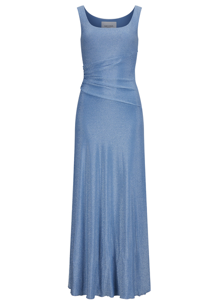 Elegant evening gown in lamé jersey - EDIONI, BLUE Frontansicht