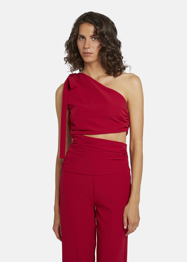 Asymmetrical jumpsuit with shoulder tie - AMOLIWA, Red Detailansicht 2