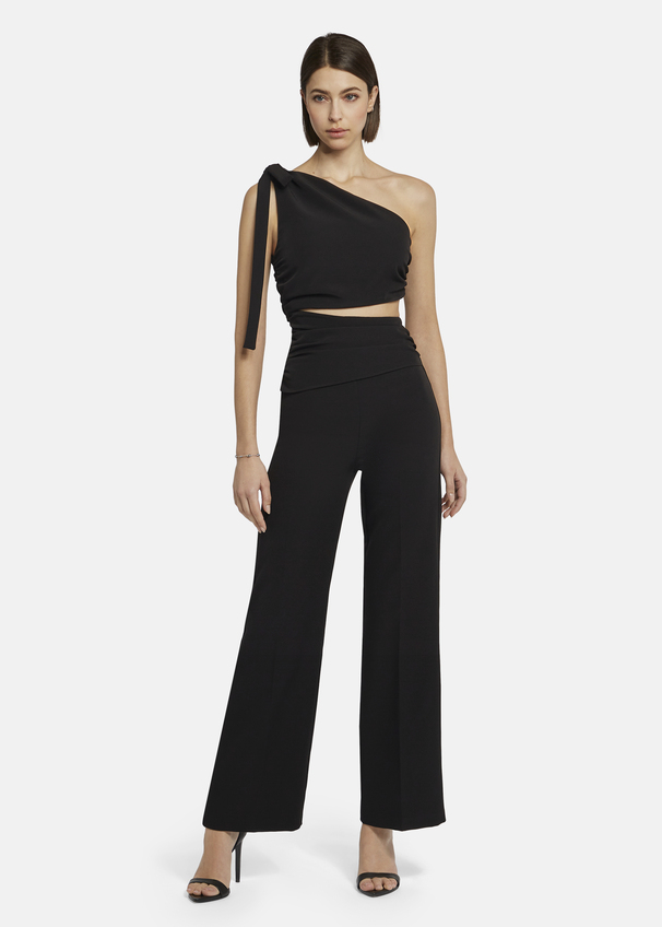Asymmetrical jumpsuit with shoulder tie - AMOLIWA, Black Rückansicht