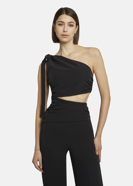 Asymmetrical jumpsuit with shoulder tie - AMOLIWA, Black Detailansicht 2